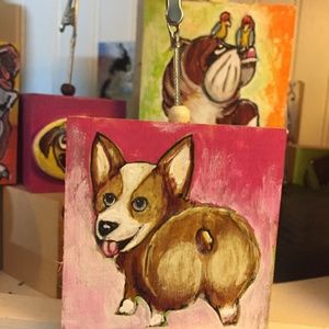 PHOTO CLIP HOLDER HAND PAINTED CORGI